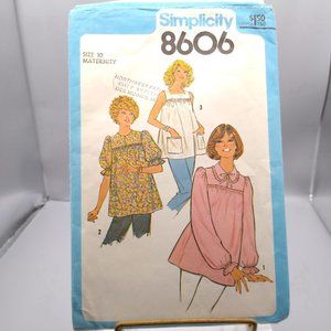 Vintage Sewing PATTERN Simplicity 8606, Misses Maternity 1978 Pullover Blouse